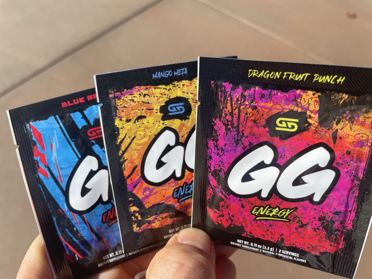 Three serving sized packets pr Gamer Supps in three flavors