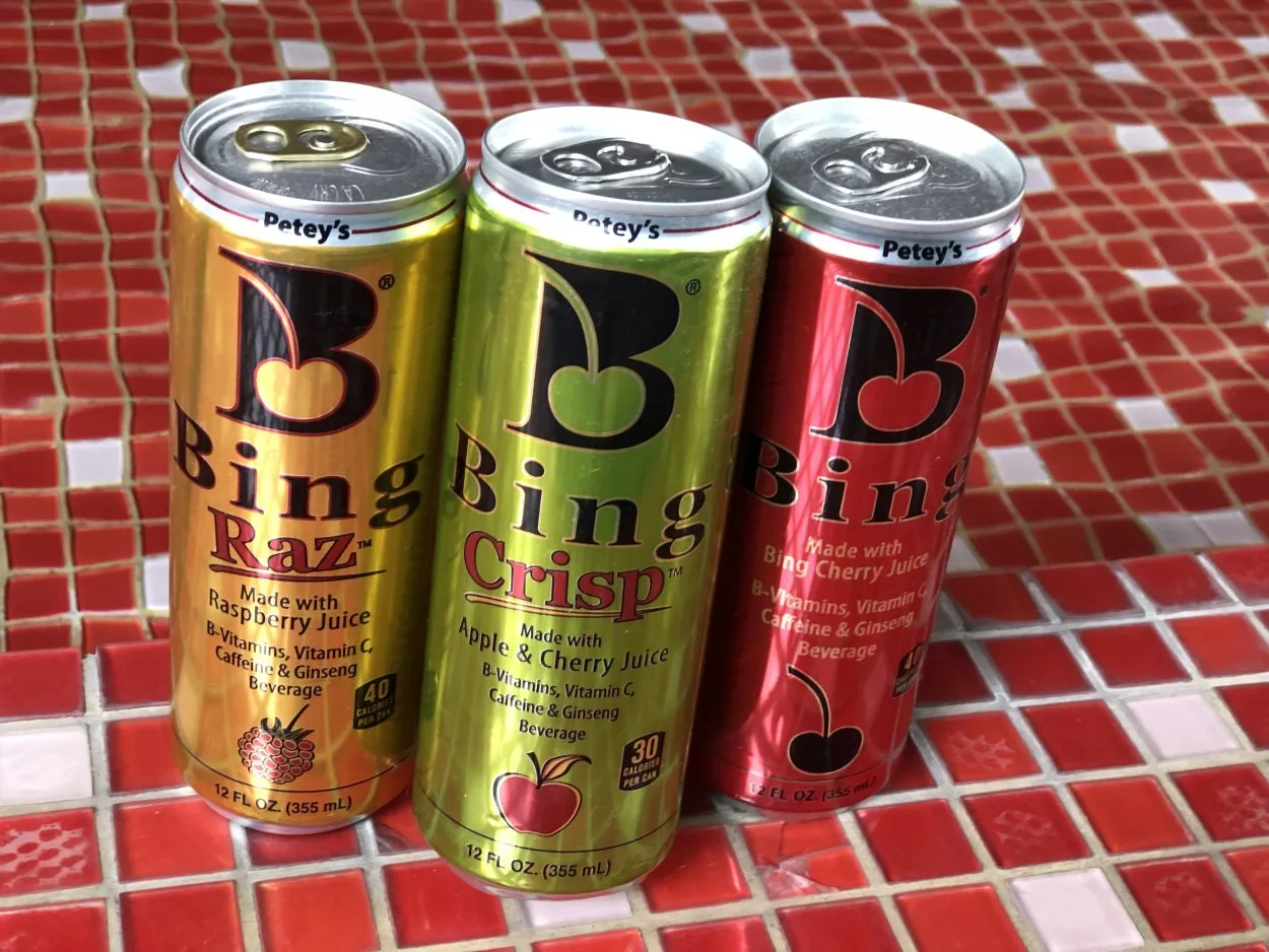 Three cans of Bing Energy drink