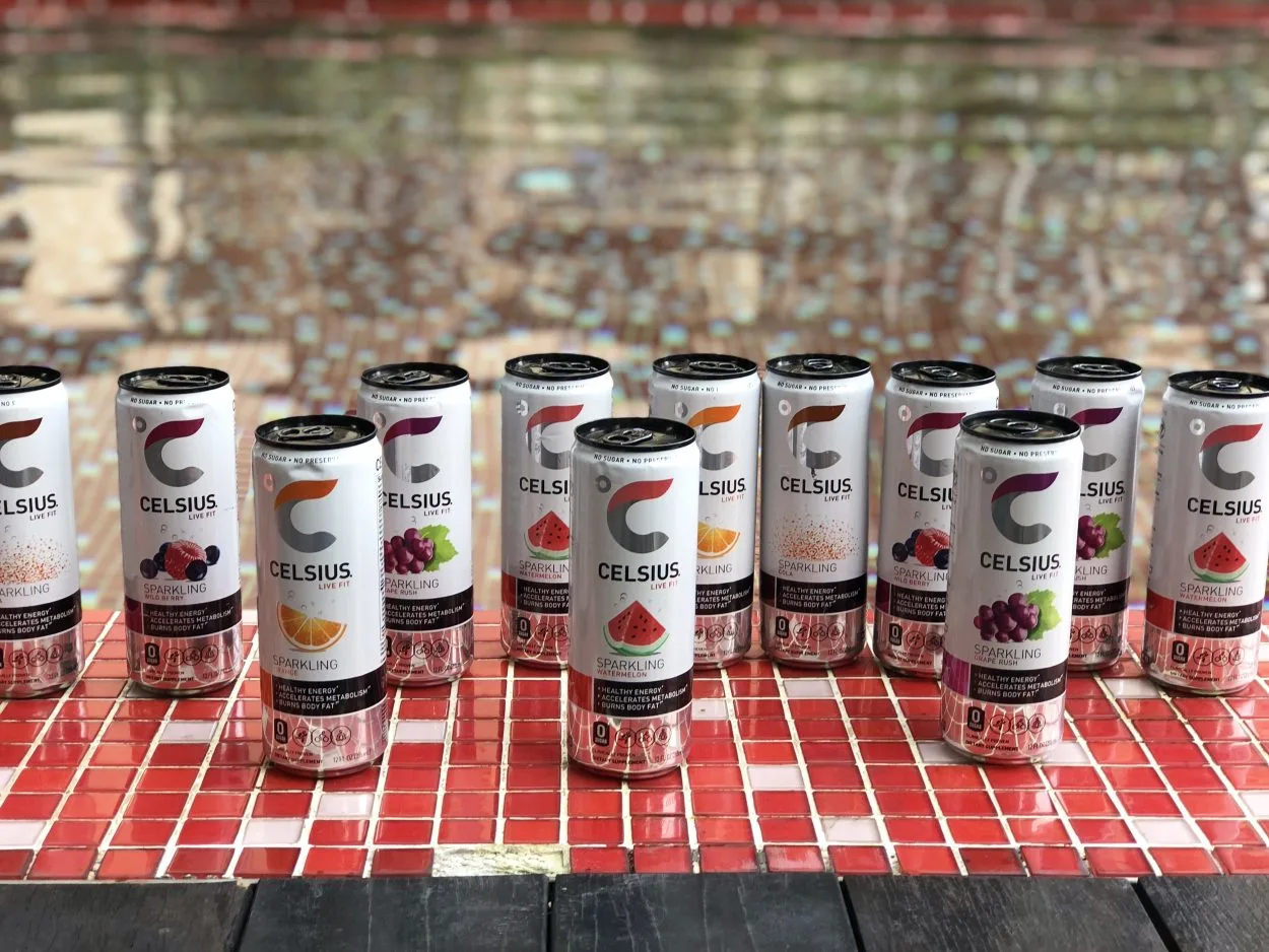 Several cans of Celsius in different flavors