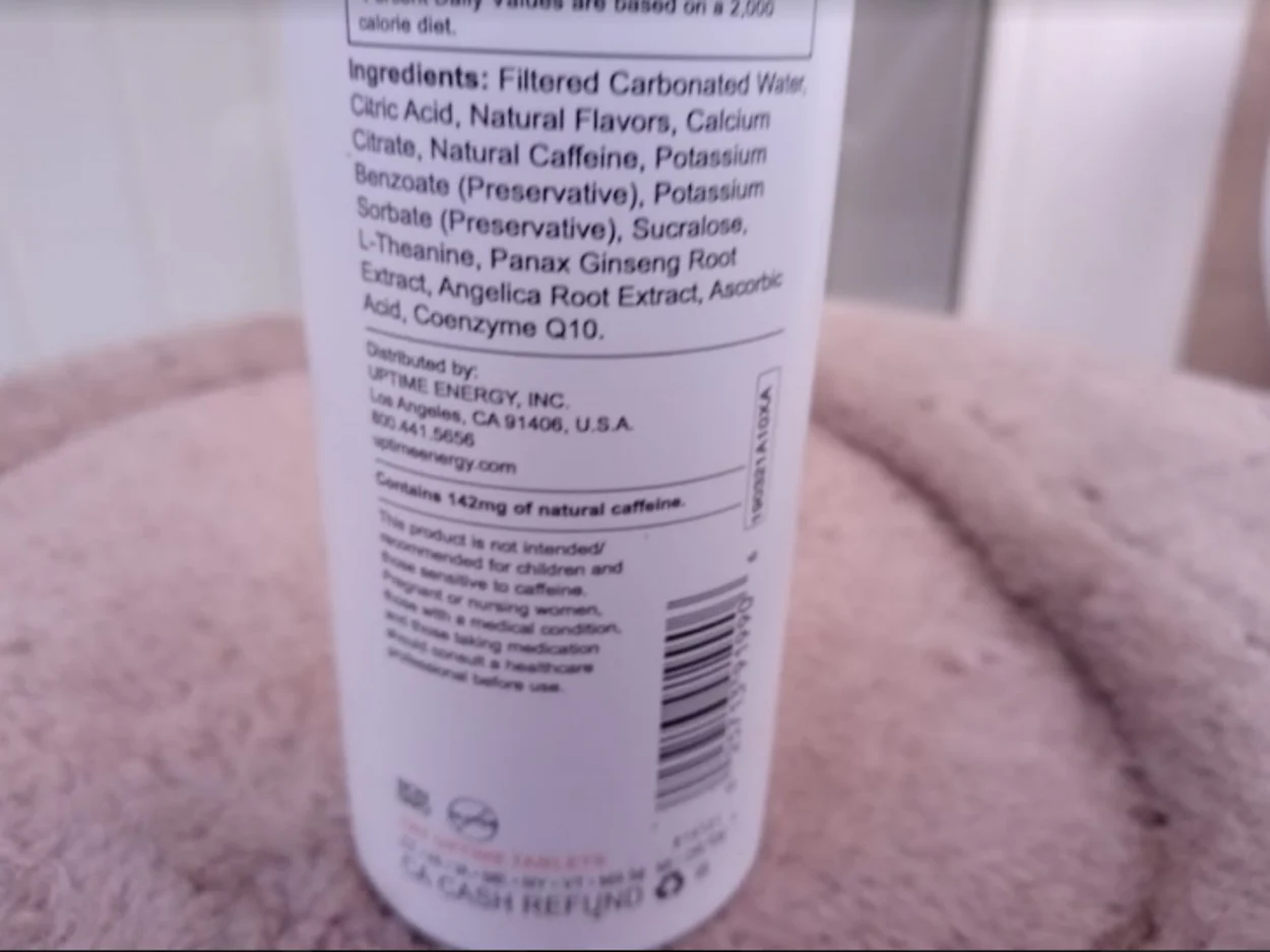 Ingredients used in one bottle of Uptime Energy