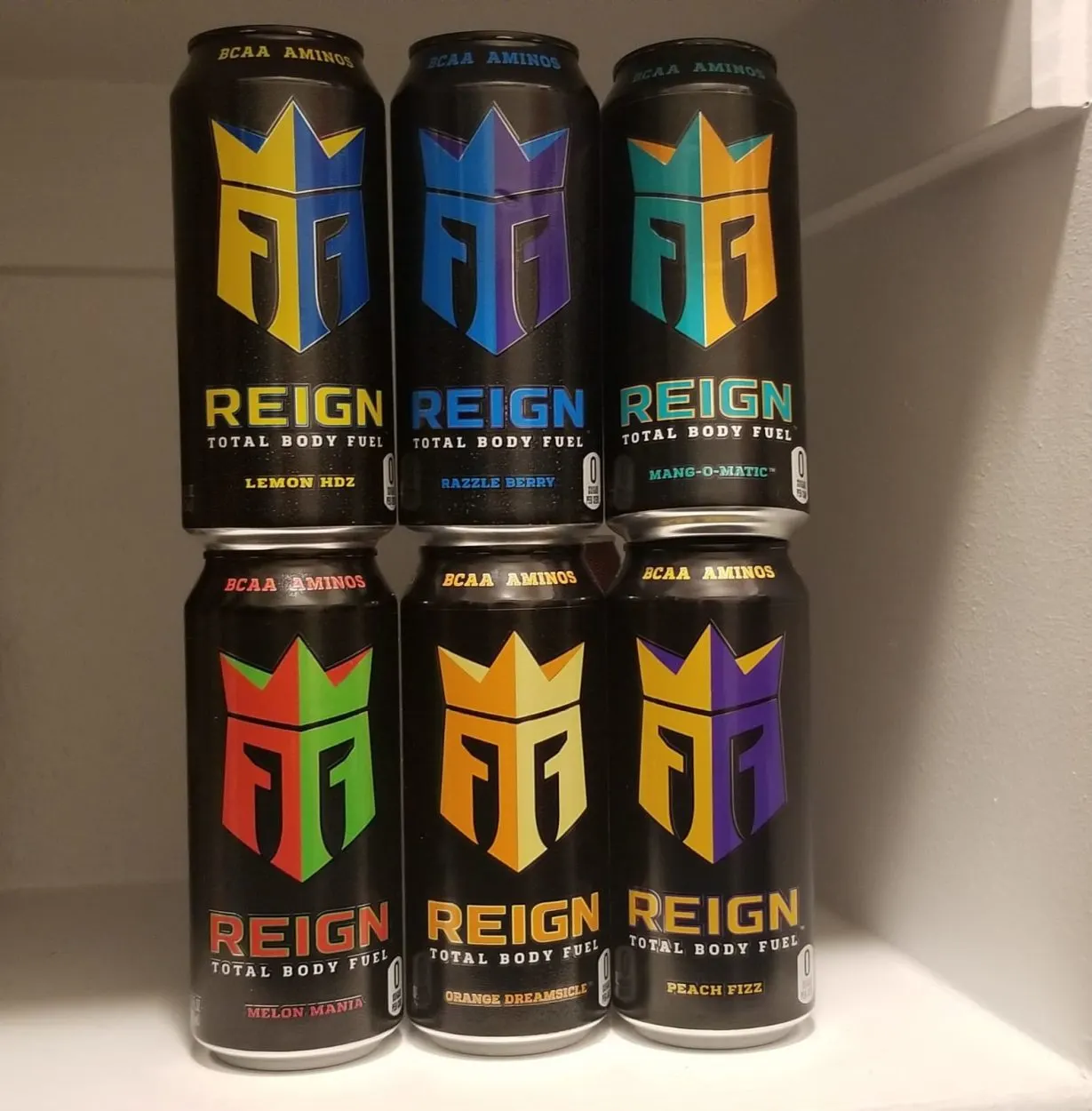 Six cans of Reign energy drink