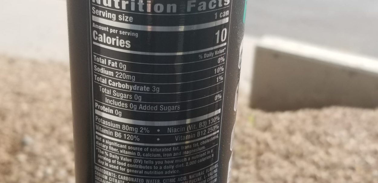 Nutrition facts of Reign Energy