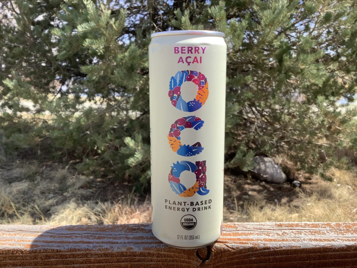 A can of OCA energy drink in Berry Acai flavor