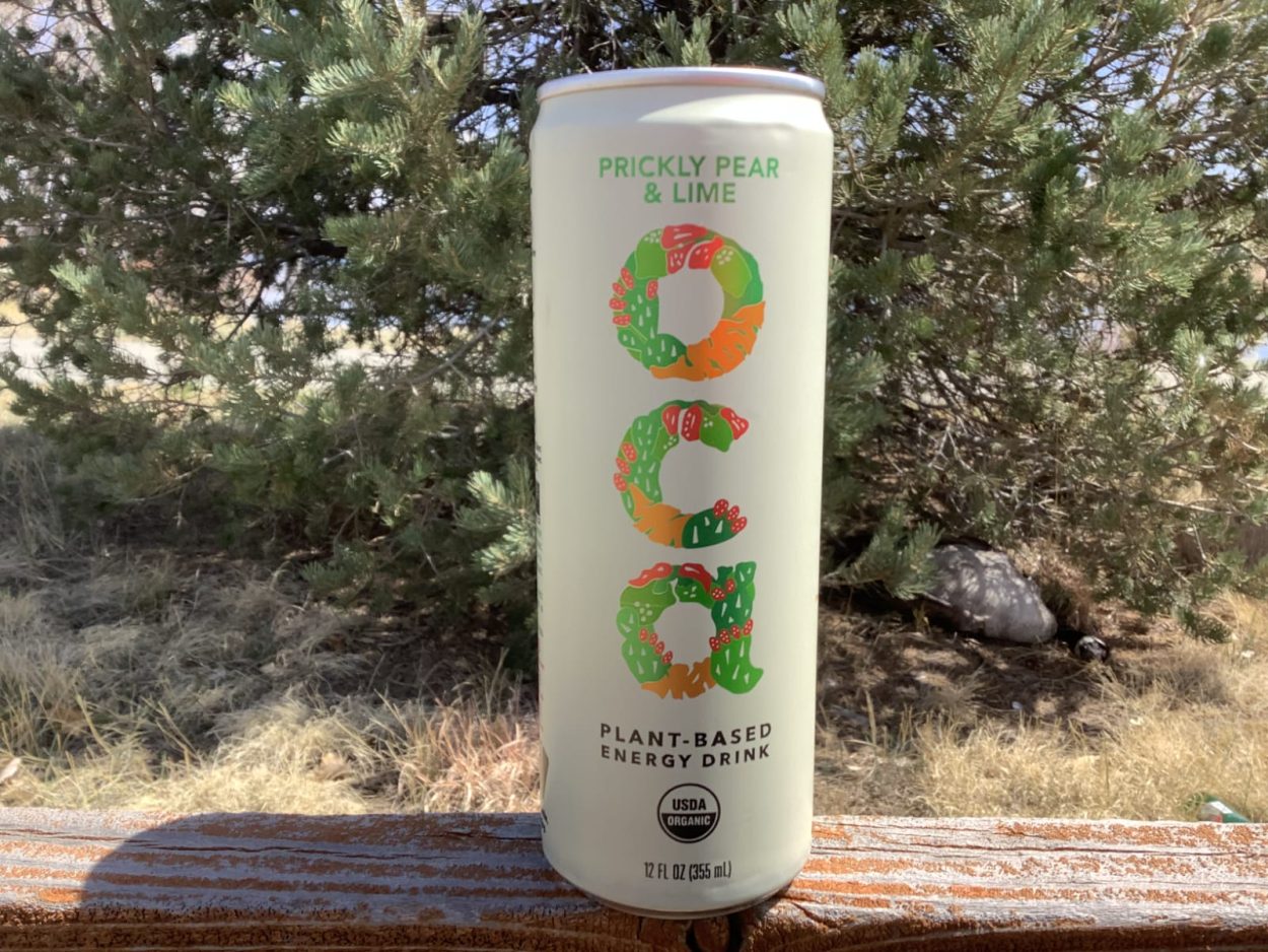 A can of OCA energy drin in Prickle Pear and Lime flavor