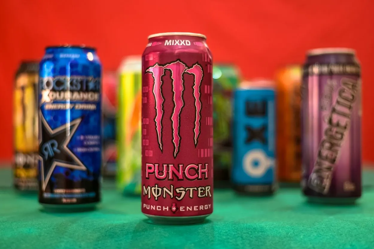 Can of different brands of energy drinks