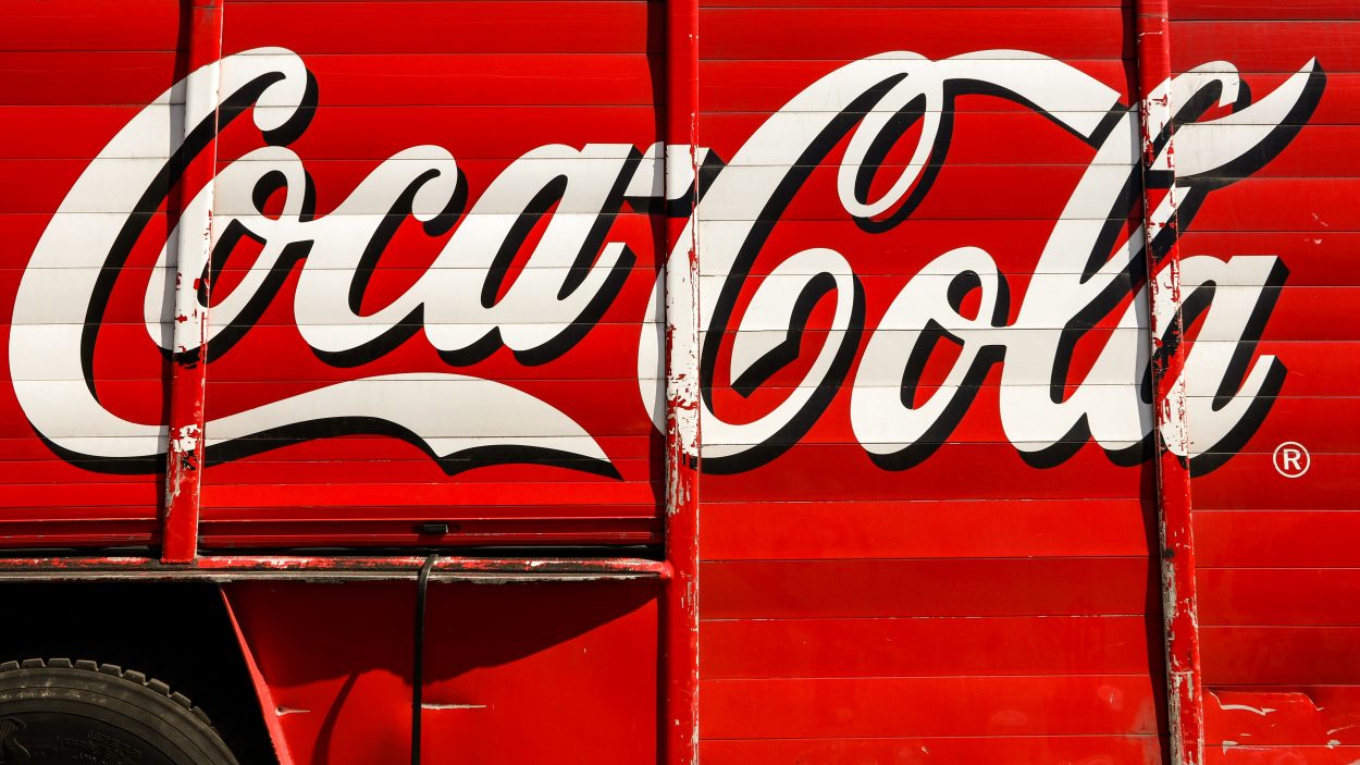 A truck with the logo of Coca-Cola