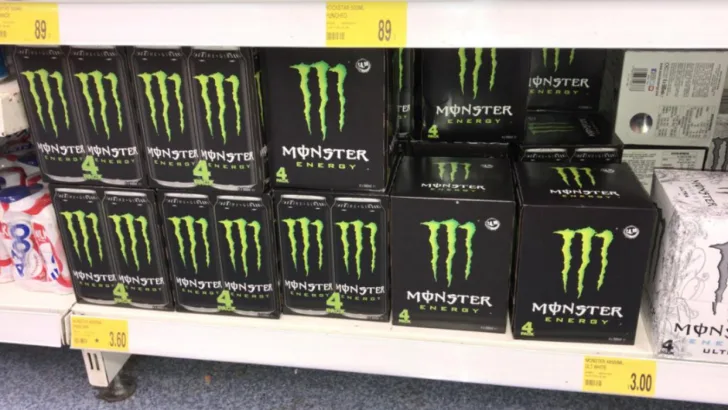 Shelf of Monster Energy