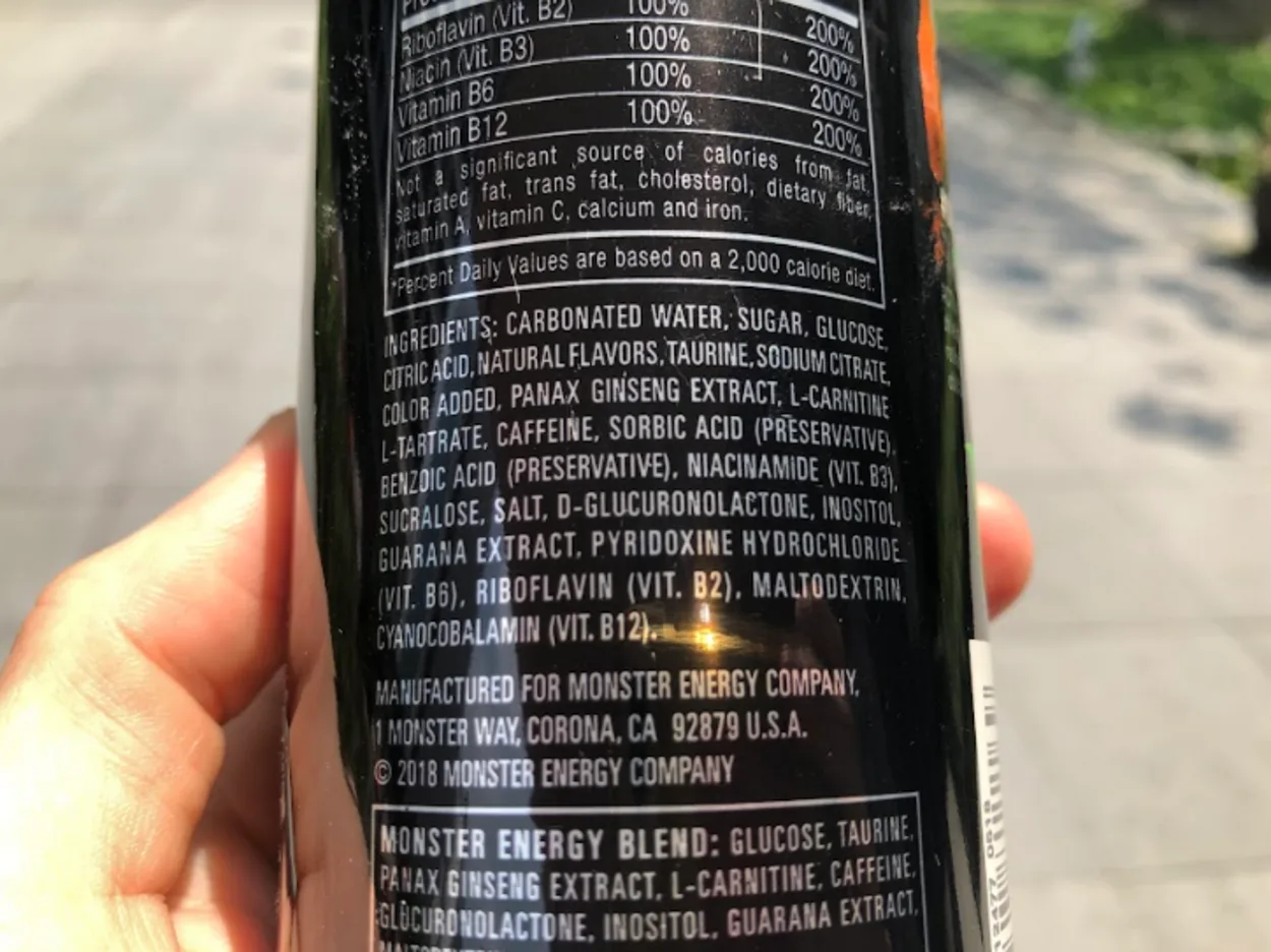 Ingredients in Monster Energy Drink