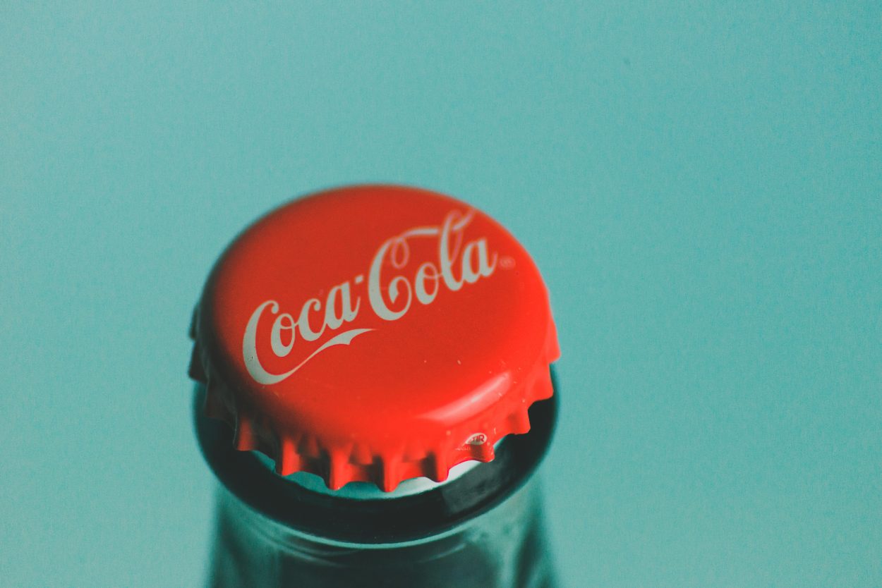 a classic glass bottle of Coca-Cola