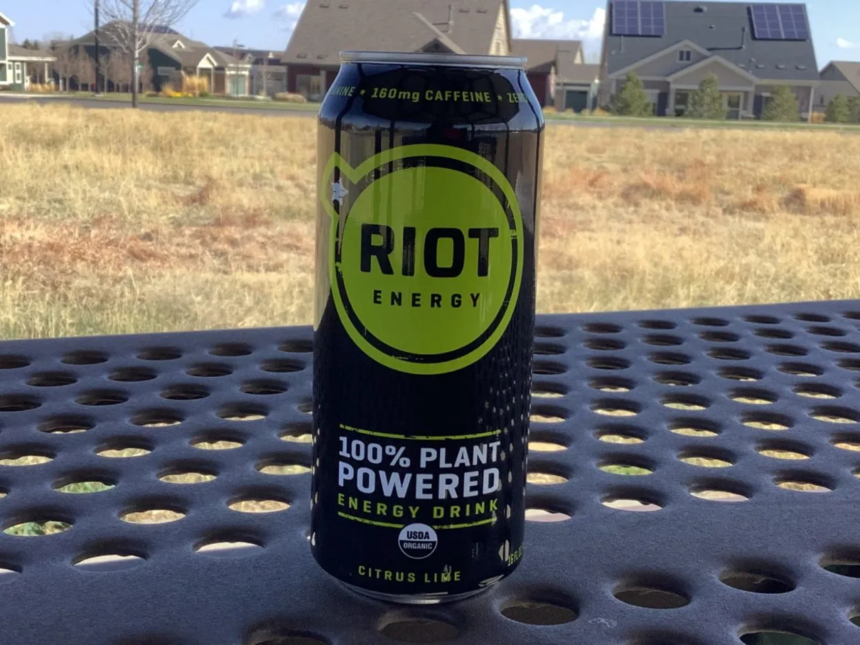A can of Riot placed on a table