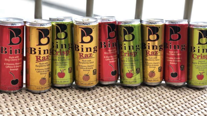 Cans of Bing Energy drink in different flavors