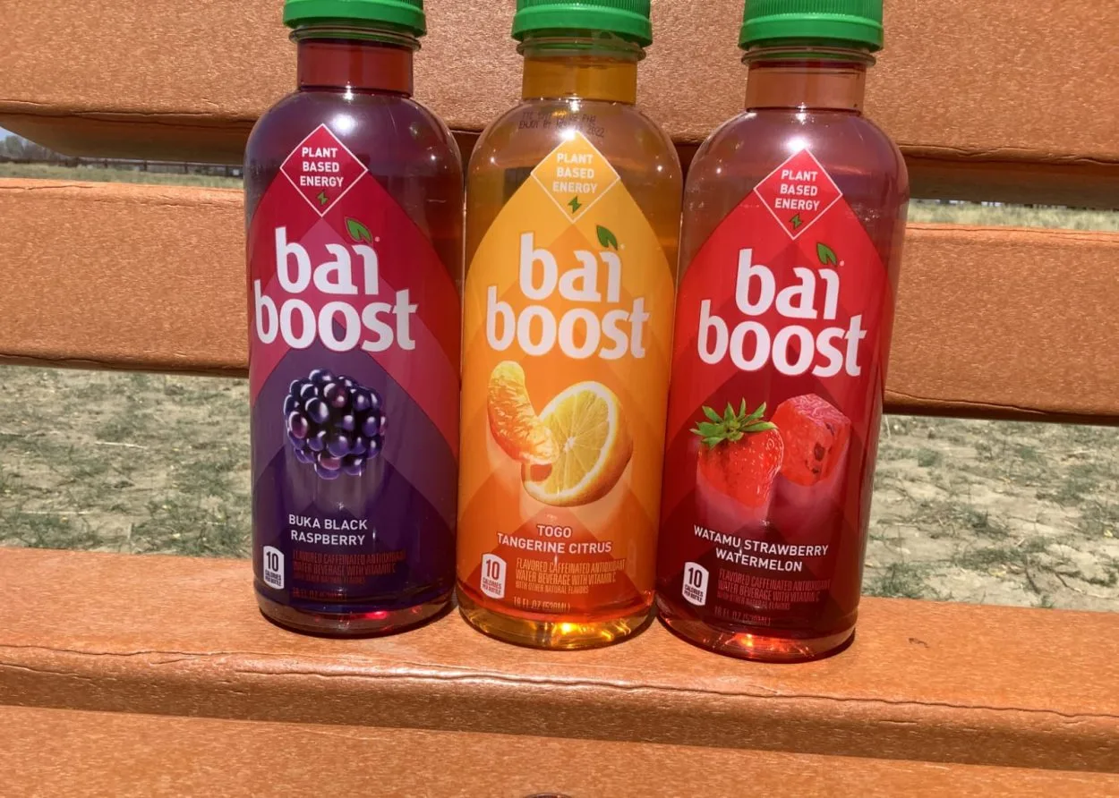 Three bottles of Bai Boost in different flavors