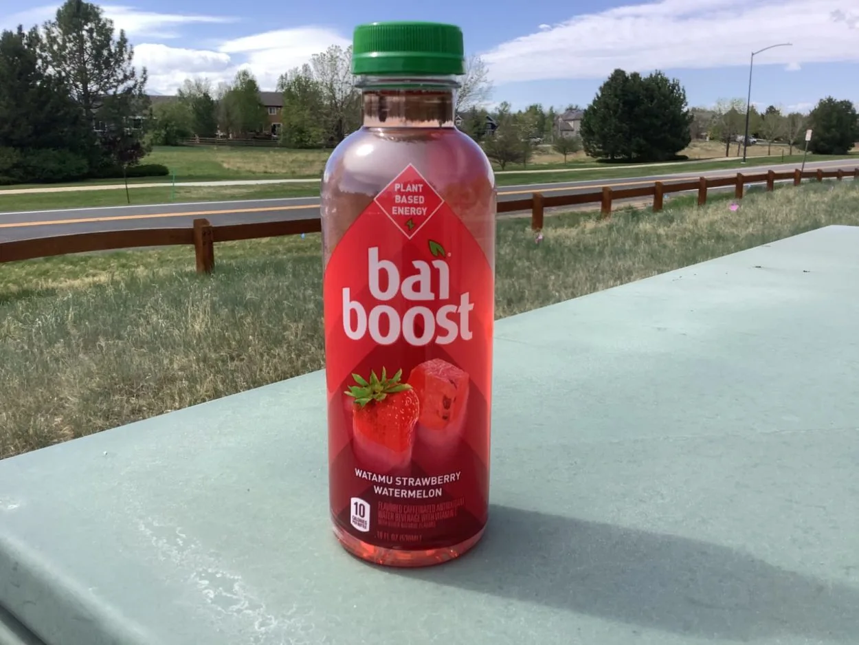 A bottle of Bai Boost energy drink