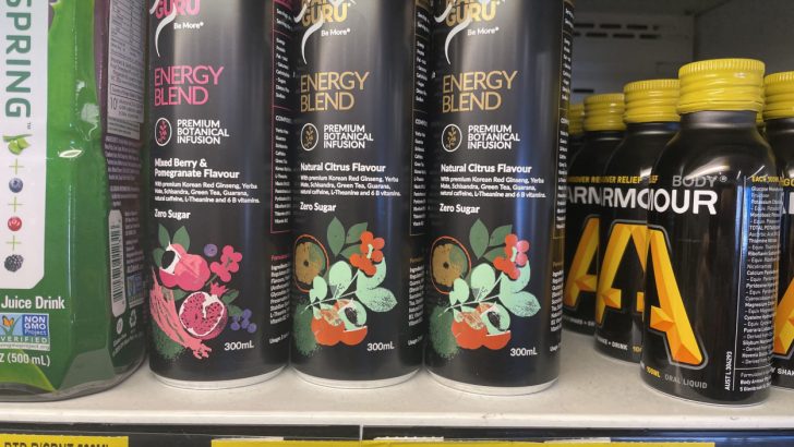 Three cans of Kanguru energy drink